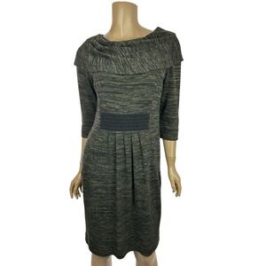 Donna Ricco Sz 8 Cowl Neck Dress Brown/Black Variagated Polyester/Spandex 3/4 Sl
